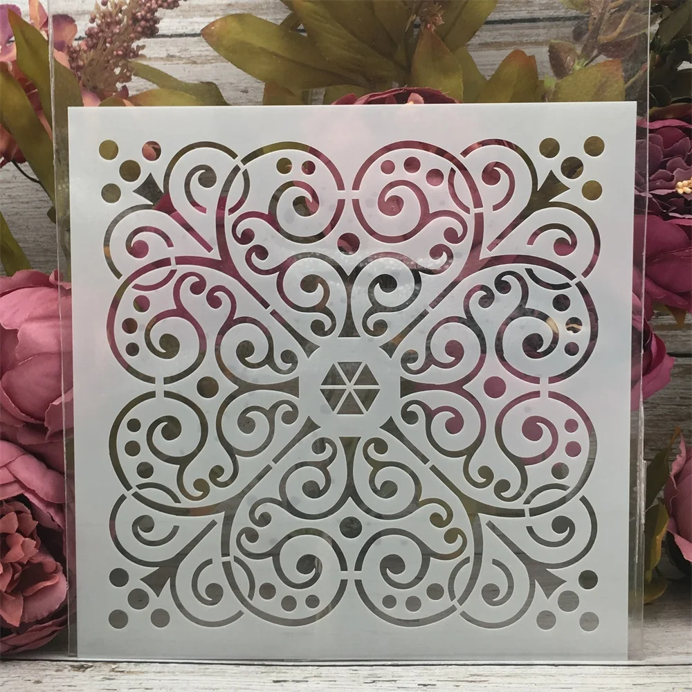 

20*20cm Flower Heart Frame DIY Layering Stencils Painting Scrapbook Coloring Embossing Album Decorative Template