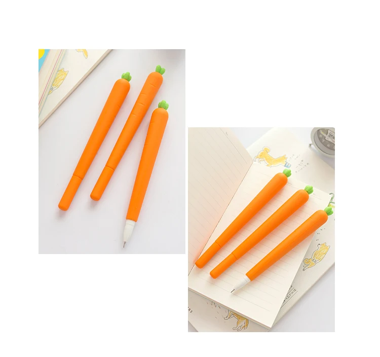 2 шт. морковь гелевая ручка мм 0,5 мм черный цвет ручки Овощной силиконовый корпус детский подарок канцелярские принадлежности Школьные