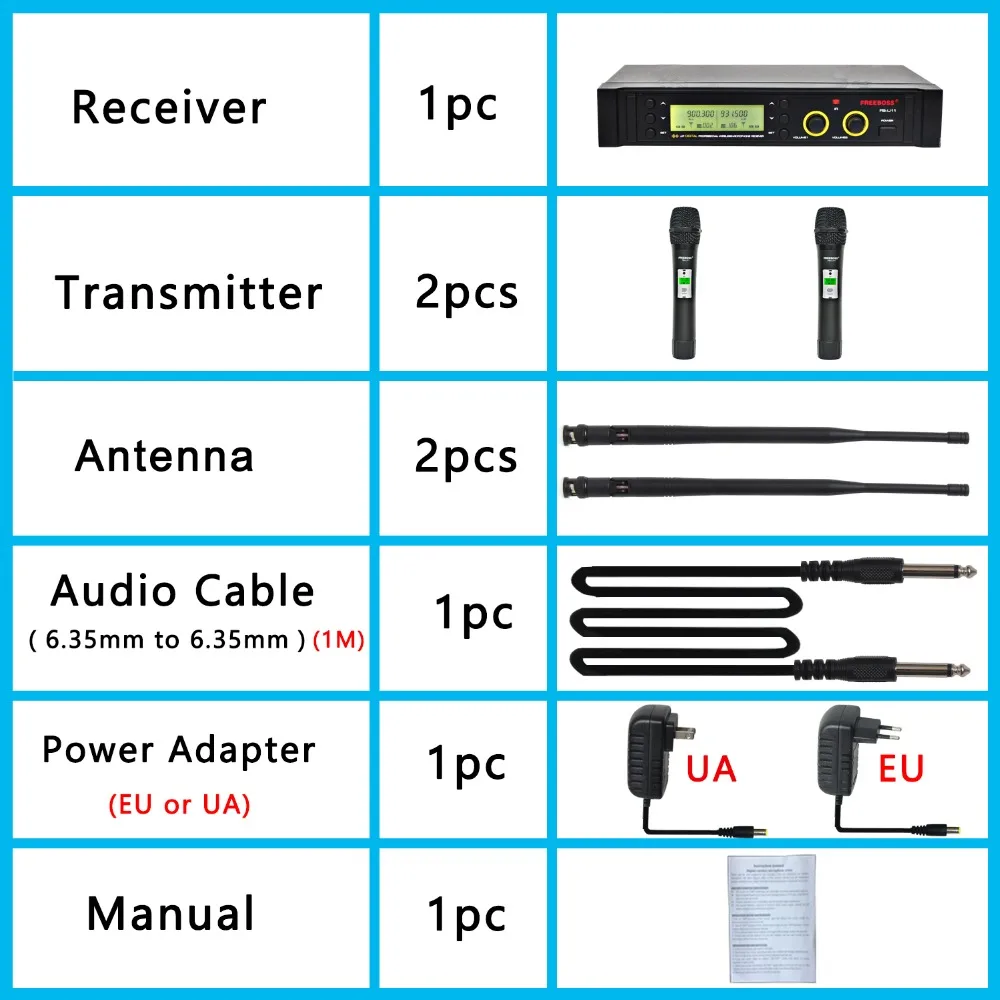 Freeboss FB U11 UHF Беспроводная микрофонная система 2 канала 100 каналов IR Частота