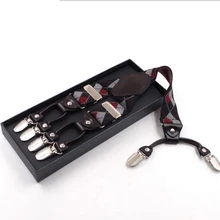 6 клип Жаккардовый плед Повседневный y-тип мужской подтяжки