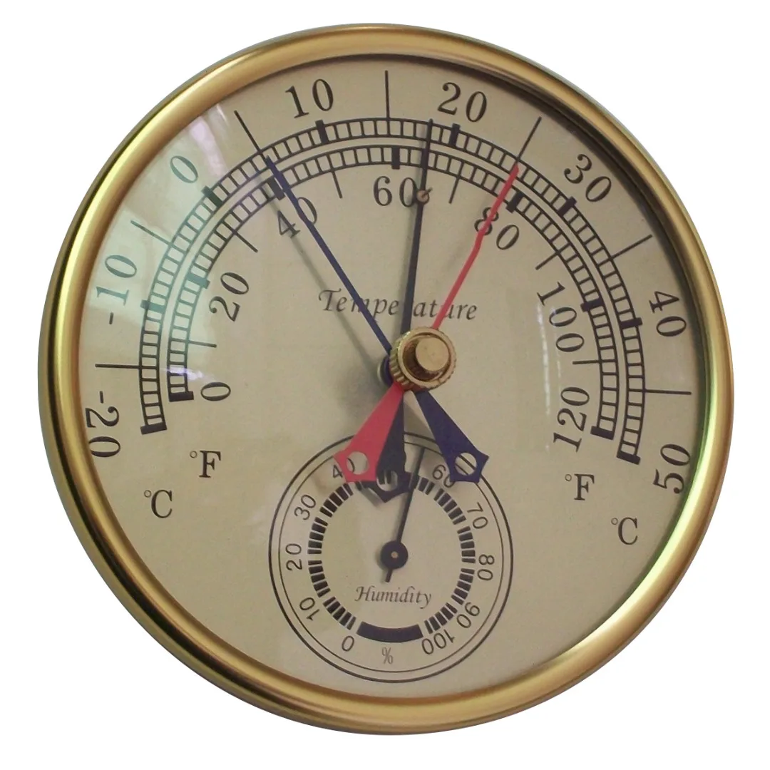 Max Min Vintage Brass Thermometer Multifunctional Humidity Hygrometer Meter Indoor Outdoor Garden Greenhouse 12/413/3