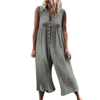 

Hot Women Boho Sleeveless Clubwear Playsuit Party Trousers Button Jumpsuit Pants