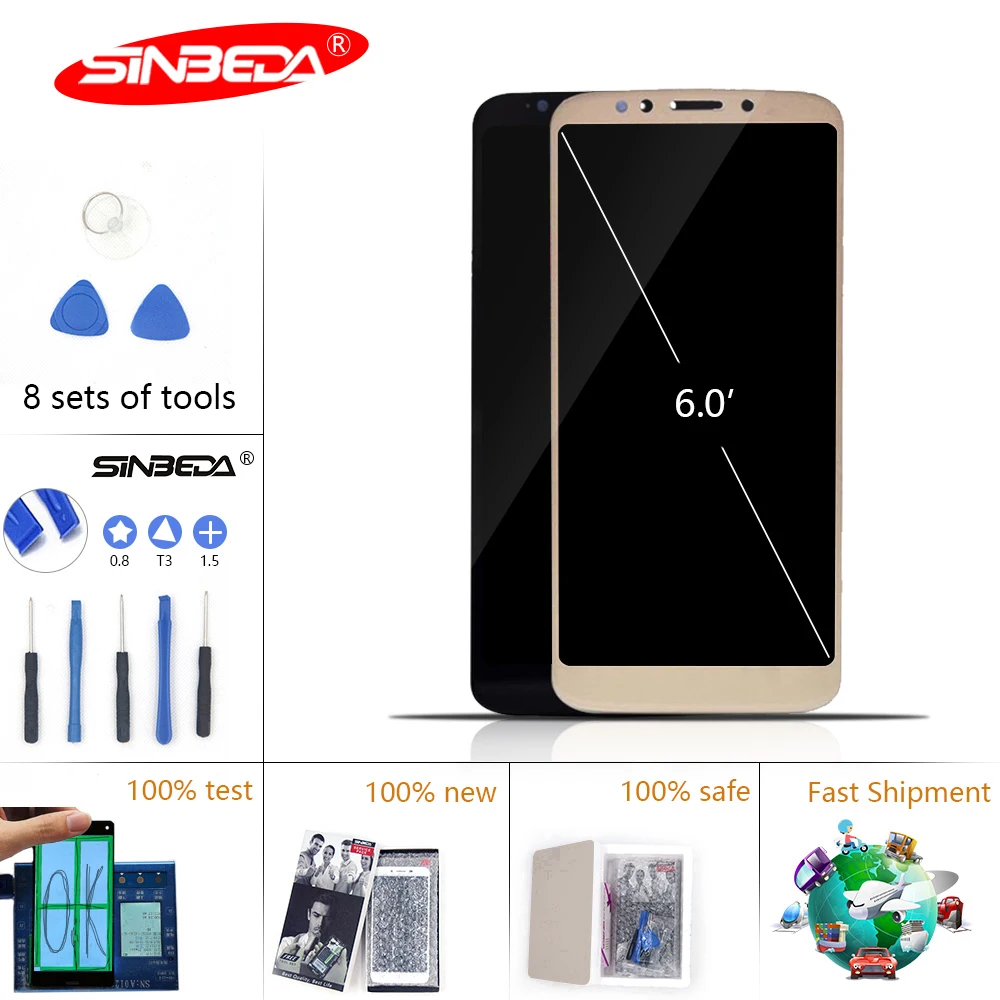 

6.0"Sinbeda For Motorola Moto E5 Plus LCD Display Touch Screen with Frame Digitizer For MOTO E5 Plus Display XT1924-1 XT1924-2