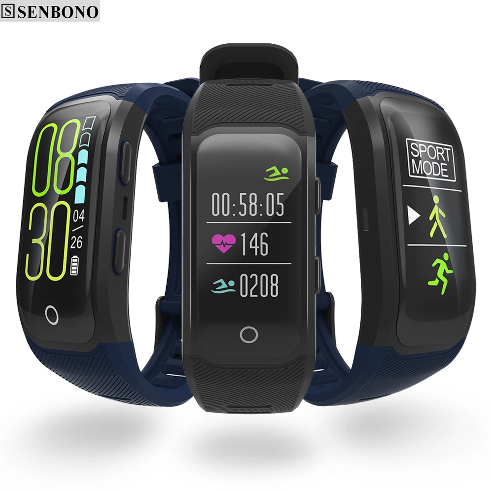 

SENBONO band 2 Color Screen IP68 Waterproof Bluetooth GPS Wristband Heart Rate Monitor Activity Fitness Tracker sport bracelet