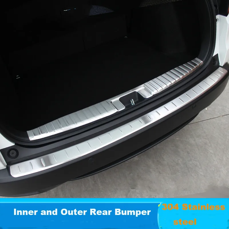 CAR STYLING STAINLESS STEEL REAR BUMPER PROTECTOR TRIM COVER PLATE FOR 2014 2015 2016 HONDA HRV HR-V VEZEL ACCESSORIES for porsche cayenne 2015 stainless steel outer rear bumper foot plate trim 1pcs car styling