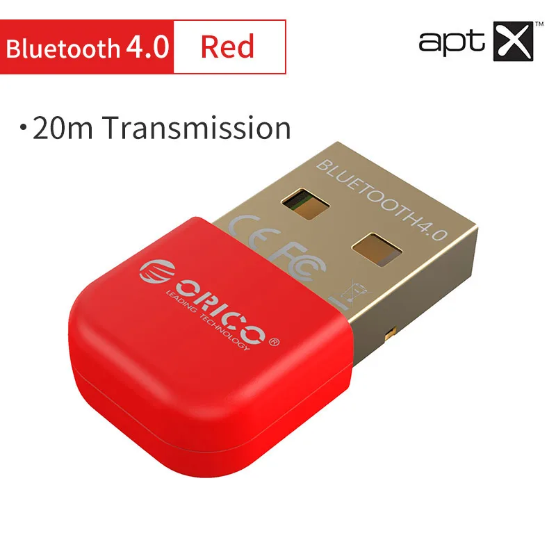 ORICO BTA 4,0 USB беспроводной bluetooth-адаптер передатчик ключ Музыкальный звуковой приемник для ПК Windows Vista Bluetooth 2,1/2,0/3,0 - Цвет: Red