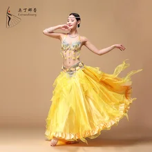 New Trend 3 Colors Chiffon Belly Dance Clothing Full Circle High Waist Maxi Women Skirts for Belly Dance WJ00047+Q01129