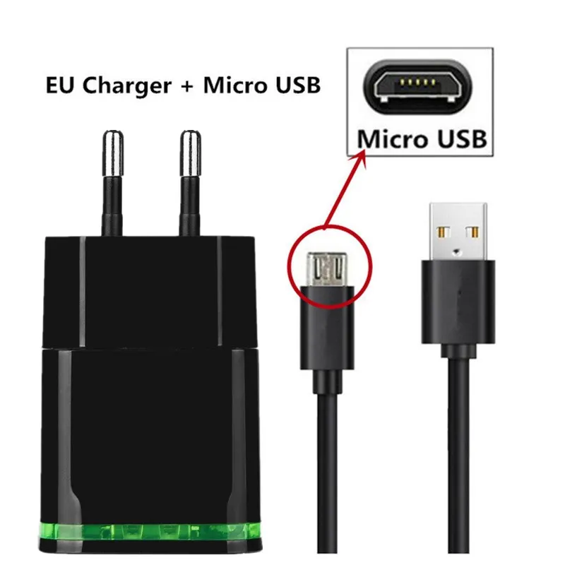 Micro USB Европейский адаптер Светодиодный светильник зарядное устройство для huawei p smart плюс honor 10i 20i 7x 6x 5x 6a 8a nova 3i y9 y3 кабель - Тип штекера: EU Charger and cable
