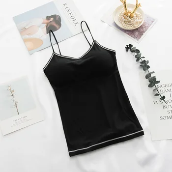 

Women Summer Off Shoulder Camisole Slim Sexy Strap Top Female Padded Tank Top Camisole