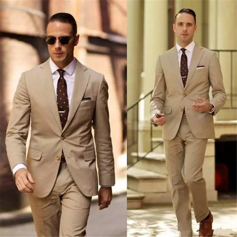 

Classy High Quality Wedding Tuxedos Light Brown Mens Wedding Suits Two Pieces Groom Wear Cheap Formal Suit (Jacket+Pants)