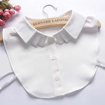 

Women Chiffon Blouse Shirt Fake Collar White And Black Tie Detachable Collar Lapel New Decorative Tie Clothing Accessories