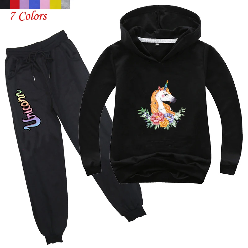 

Fashion Unicorn Kid Suits Hoodies Harem Pants Two Piece Boys and Girls Tracksuits Children Tops Casual Trousers