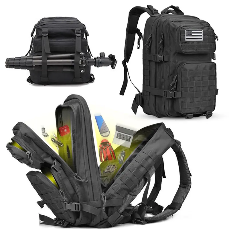  50L Capacity Tactical Backpack Outdoor Sport Men 3P Tactical Backpack Army Oxford Camping Hiking Ba