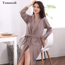 Халаты для женщин длинный хлопковый Халат платье цветы весна и осень длинная ночная рубашка с рукавами