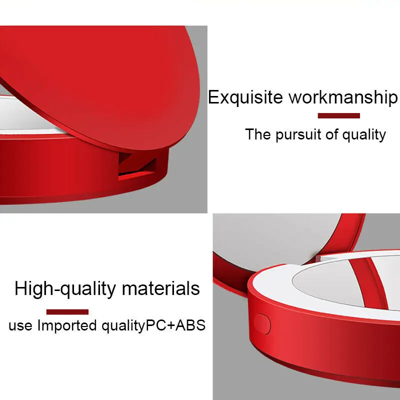 Мини портативное круглое косметическое зеркало для макияжа HD с светодиодный подсветкой, складной косметический инструмент для макияжа/USB