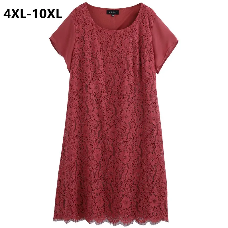 Большие размеры 10XL 8XL 6XL женское летнее платье с короткими рукавами винтажное ТРАПЕЦИЕВИДНОЕ кружевное OL Топы элегантные стройнящие платья большого размера Feminina|Платья| | АлиЭкспресс