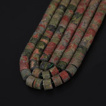 

Rough Natural Unakite Stones Rondelle Loose Beads Pendants,Raw Gems Mid-Drilled Disc Heishi Spacer Beads Necklace Making