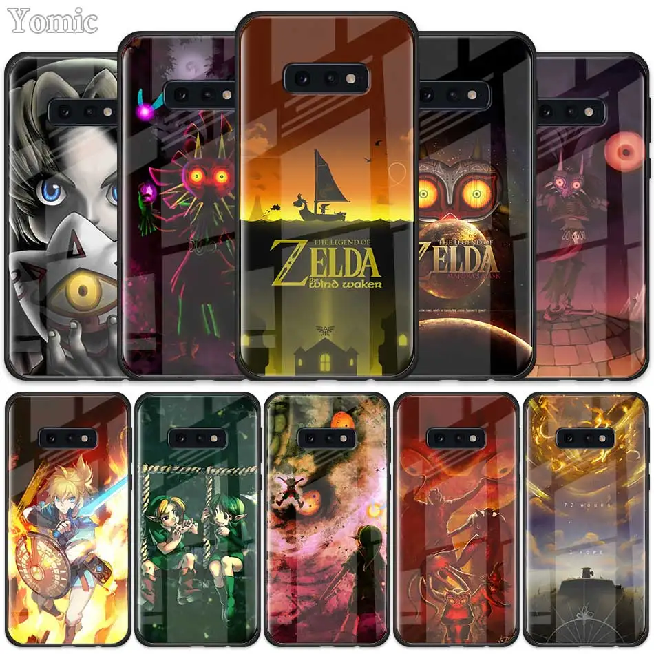 

The Legend of Zelda game Tempered Glass Case for Samsung Galaxy S10 S10e S9 S8 S10 Plus Note 9 A50 A30 Phone Cover Shell
