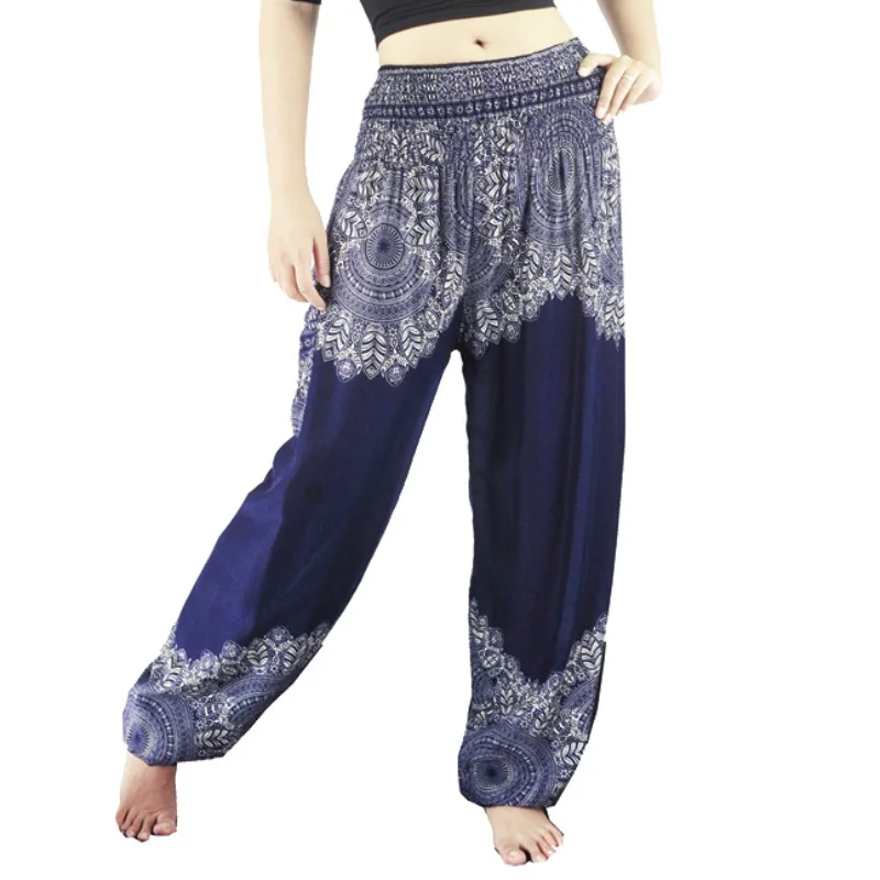 Женские Штаны Для Йоги, хлопок, высокая талия, свободный дизайн, подчеркивает тело, тайские, индийские, фонари, спортивные штаны для йоги, одежда