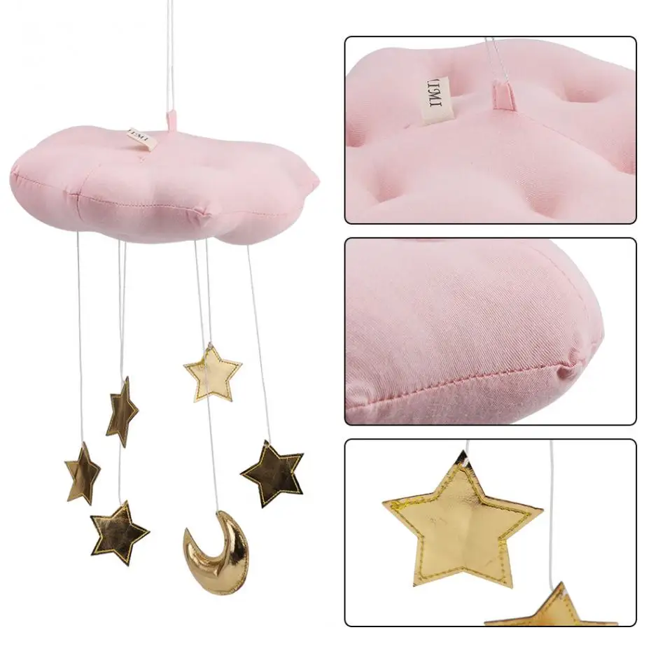 Плавающая подвеска в виде облака с Луной и звездами, детская кроватка для кроватки, детская подвесная кровать, плюшевая игрушка, ручной Колокольчик для детей
