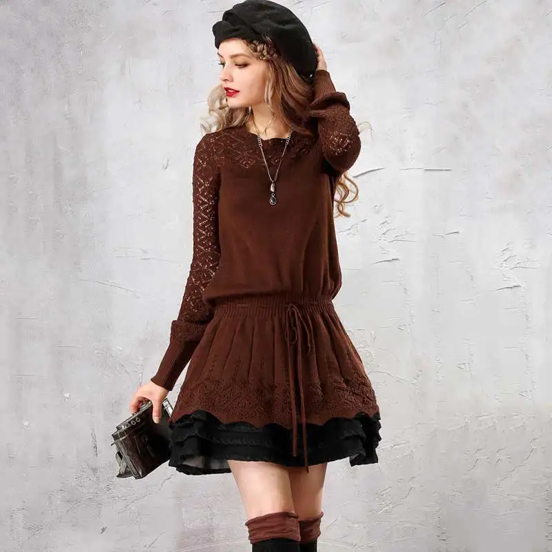 Коричневое Платье Свитер фото 15