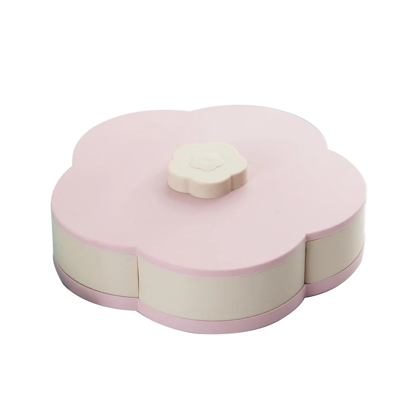 Hoomall пластиковая вращающаяся коробка для фруктов коробка для конфет с цветами сливы вращающаяся закуска с держателем для мобильного телефона коробка для сухофруктов - Цвет: pink  single-layer L