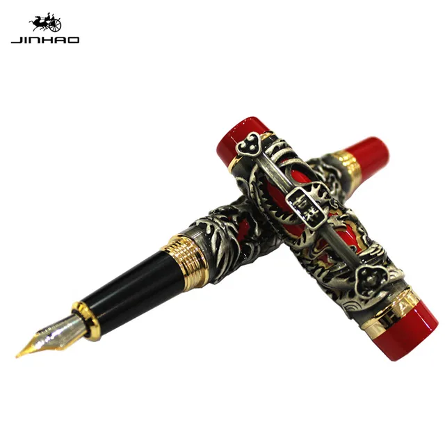 Luxury Gift Pen Jinhao Grey And Red Dragon Phoenix Fountain Luxury Gift Pen Jinhao Grey And Red Dragon Phoenix Fountain 0 5mm Metal