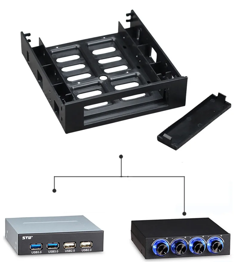 3,5 CD-ROM пространство до 2,5 ''5,25'' SATA HDD Mobile Rack Кронштейн Корпус черный для ПК