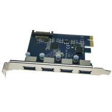 Чип Fresco FL1100 4 порта USB 3 карты PCI-e контроллер расширительный адаптер USB 3,0 адаптер для рабочего стола с SATA питания