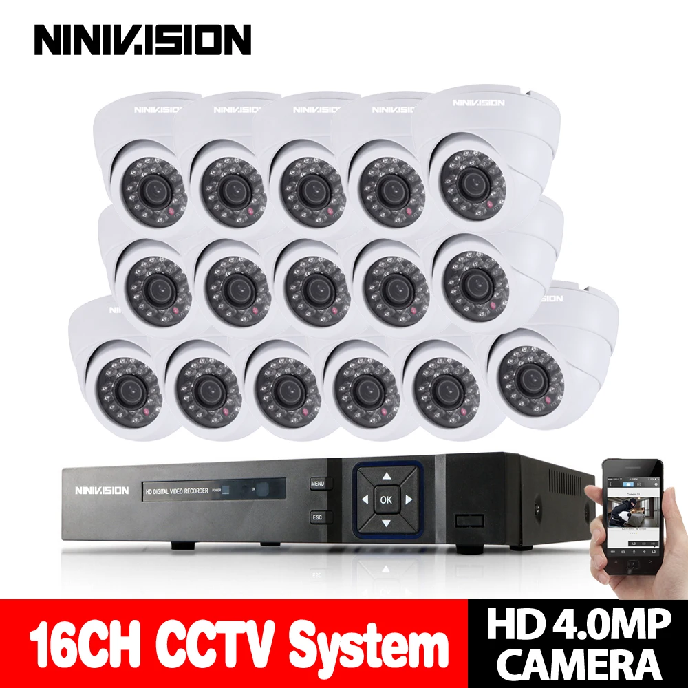 4 0 P система видеонаблюдения 16CH комплект для дома 2k 1080P HDMI DVR 16 шт 2560*1440 4MP