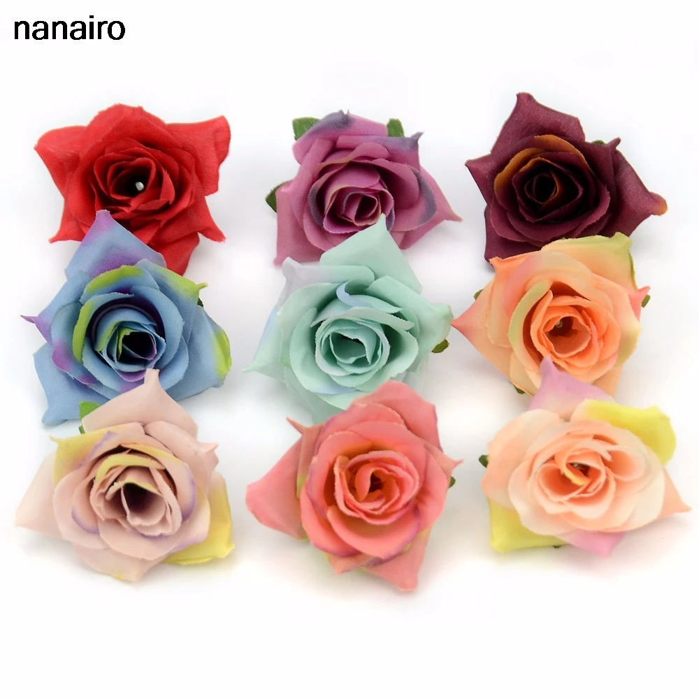 

10PCS DIY High Quality Artificial Silk Flower Head For Home Wedding Decoration Wreath Gift Box Craft Scrapbooking Fake Flowers