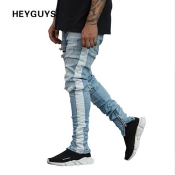 

2020 New man fashion loose jeans Men Casual Trousers joint Fashion Fitted Bottoms zipper street wear hip hop straight jeans