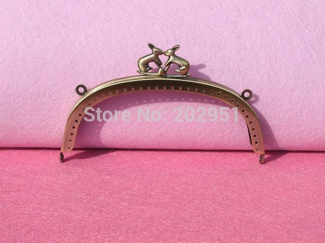 

15cm Rabbit kiss clasp Smooth bronze metal purse frame for Coins Purse Metal Kiss Clasp Bags 10 pcs/lot