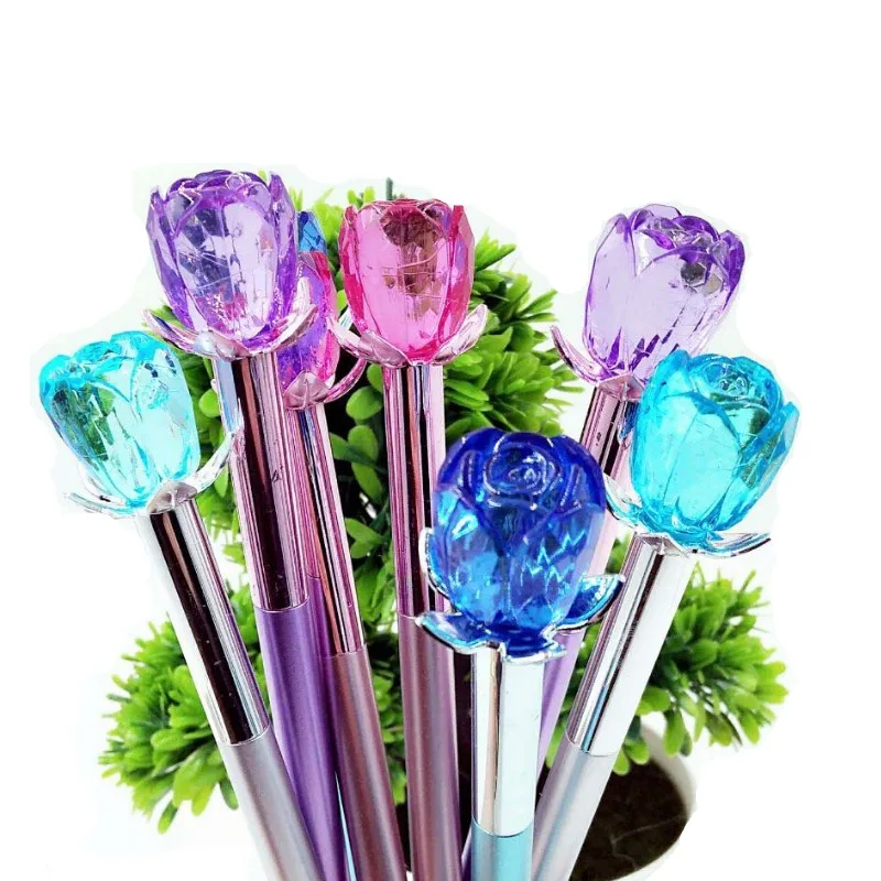 

Ayron 1 pcs Kawaii Gel pen Lovely Style Crystal Rose Ballpoint Pens For Kids Office School Supplies Estojo Escolar Free shipping