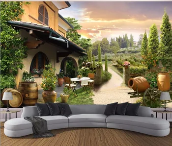 

Custom mural photo 3d wallpaper Villa Garden View picture room decoration painting 3d wall murals wallpaper for walls 3 d