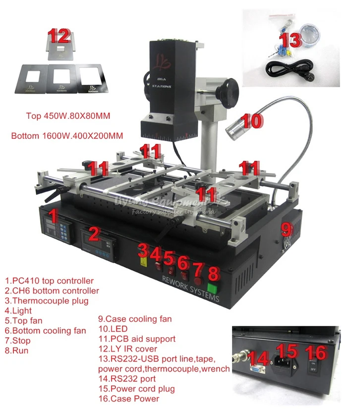 LY IR8500 Инфракрасная паяльная станция BGA с 4 шт. ИК-крышкой отражатели реболлинга наборы для BGA Rework