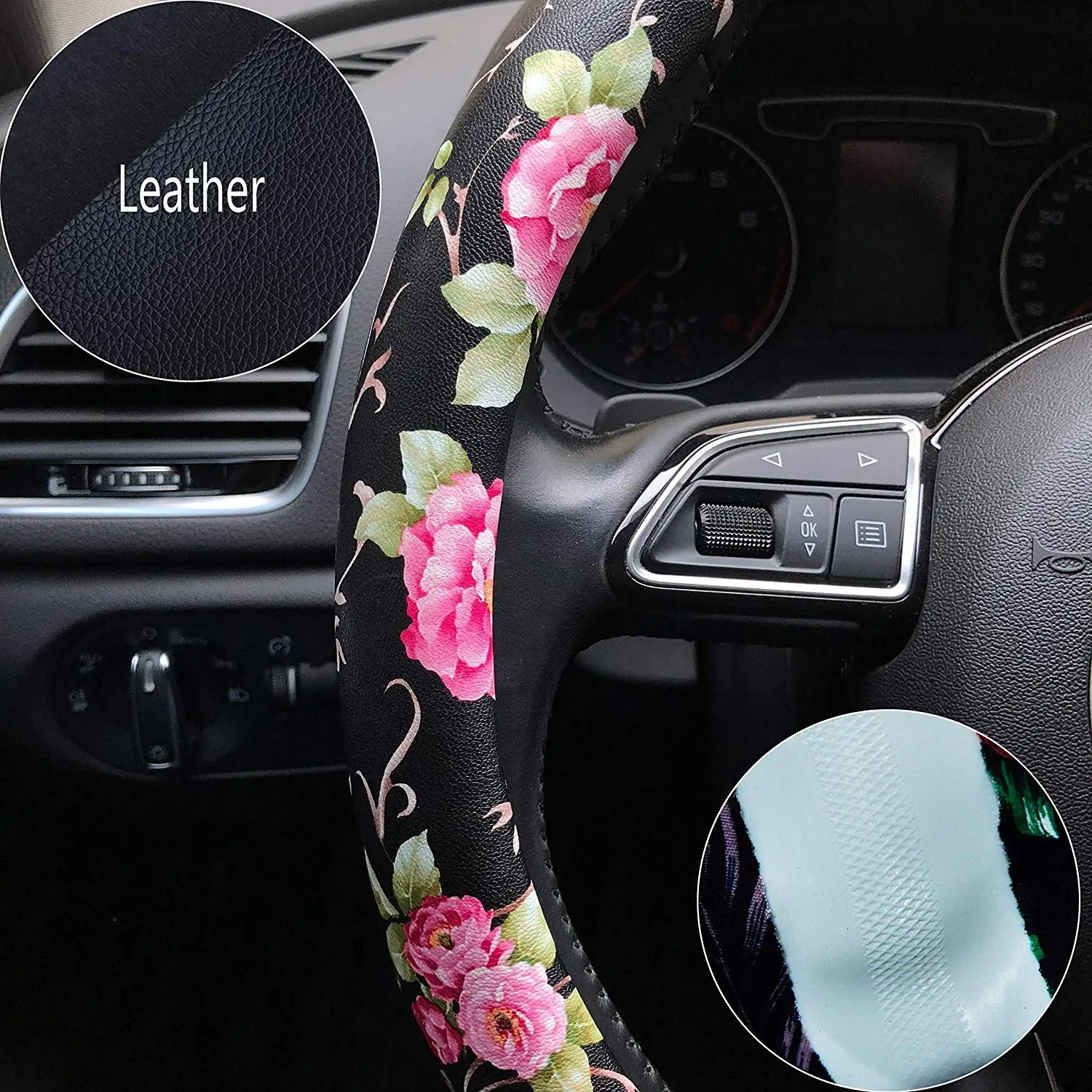 Нескользящая Универсальная крышка рулевого колеса автомобиля 15 дюймов для женщин и девочек