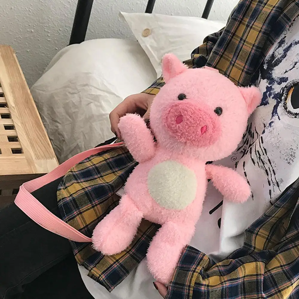 

Creative Cartoon Pig Rabbit Plush Backpack Bag Phone Keys Wallet Holder Pouch Bag