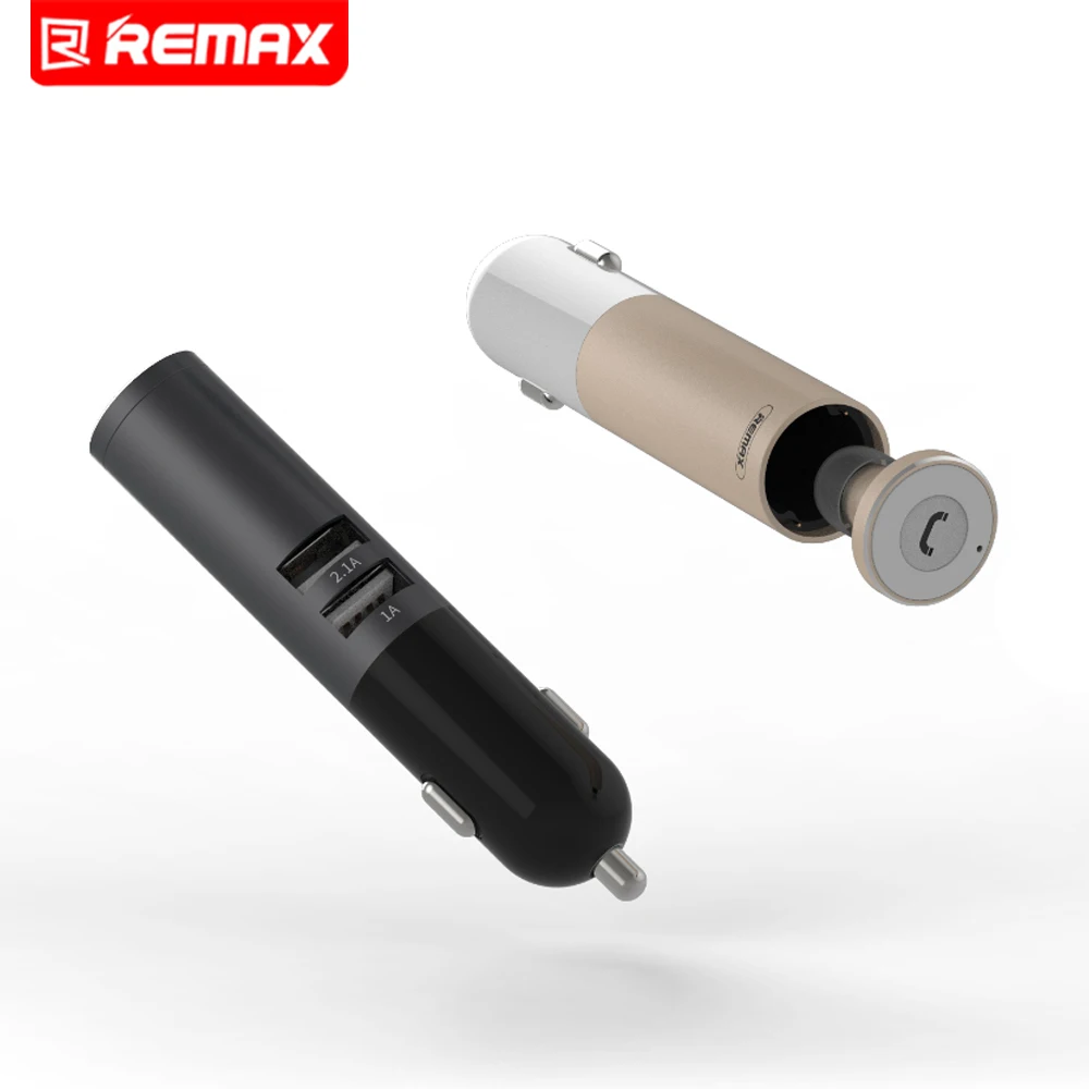 Remax Universal Vehicle USB Car Charger With Mini Bluetooth Earphone DC Car Charger Adapter Smart Charger