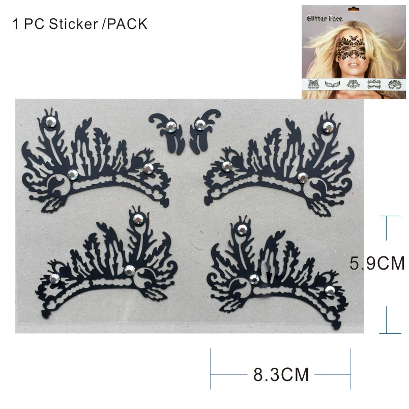 PFS01 1 шт. черные кружева вокруг глаз с наклейки с изображением драгоценных камней, вдохновленные костюмом Вечерние и косплей персонажа как тело Искусство Декор