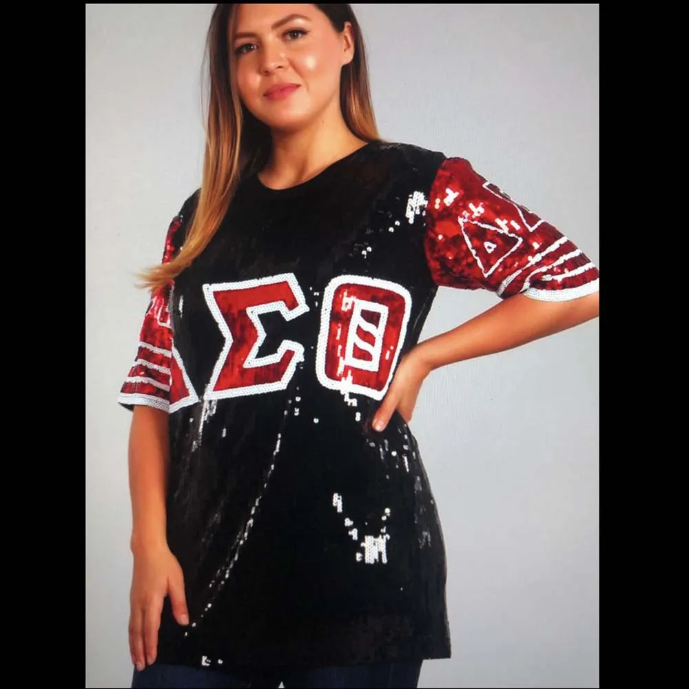 

Greek sequin shining hip hop Sorority DST letter Delta Sigma Theta equence dresses and jackets jerseys