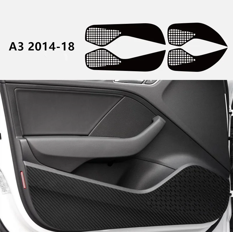 Защитные наклейки для автомобильной двери, защитные наклейки для Audi A3 Q3 Q5 Q7, наклейки из углеродного волокна, автомобильные аксессуары для интерьера - Название цвета: 4 pieces