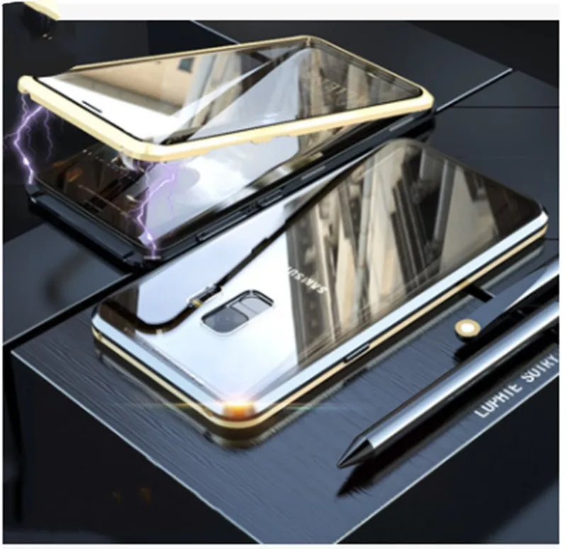 

Luphie Magnetic Case for Samsung Galaxy S10 Plus 5g S10e S9 S8 Note 9 8 Full Front+Back 9H Glass Tempered Film Magnet Case Cover