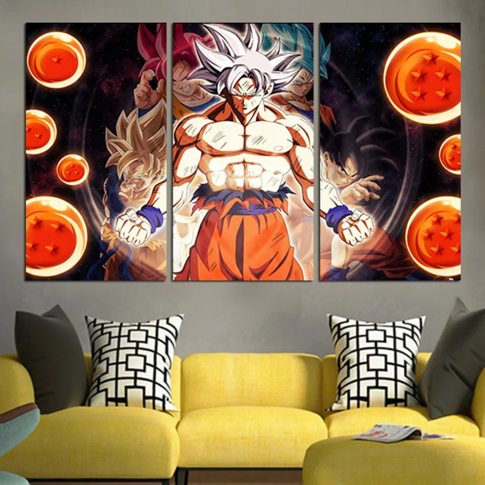 5 Pieces Canvas Art Anime Dragon Ball Goku And Dragon Balls Wall Art Canvas Unique Gift Picture