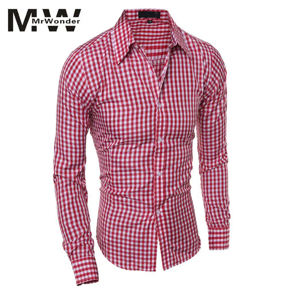 

Men's Oktoberfest Red Shirts Men Stylish Long-Sleeve Plaid Shirt Elegant Blouse Tops for Beer Festival Green Blue SAN0