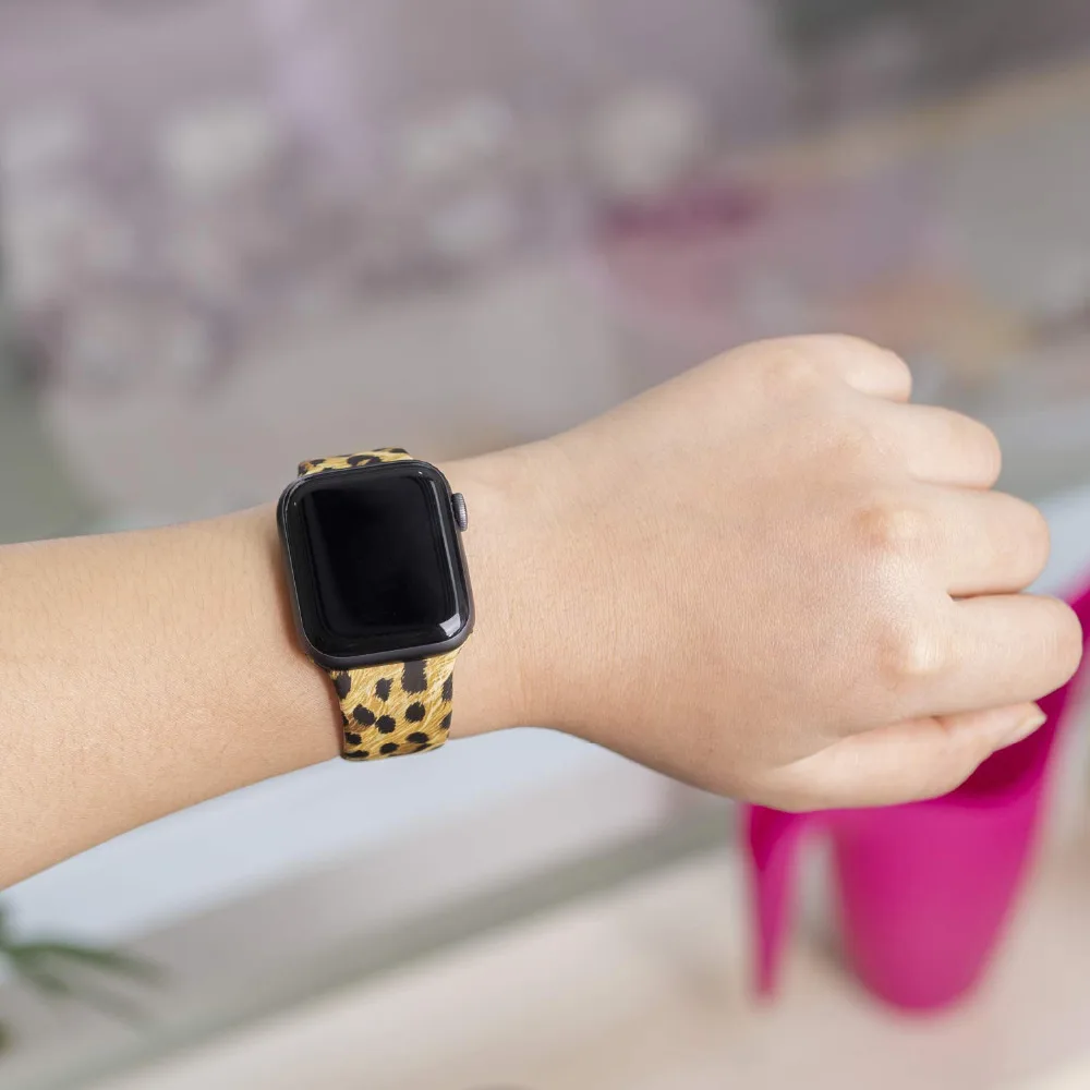 Apple Watch Band, Leopard Print Soft Silicone Strap Bracelet Wristband 38mm/40mm S/M Apple Watch Band, Leopard Print Soft Silicone Strap Bracelet Wristband 38mm/40mm S/M