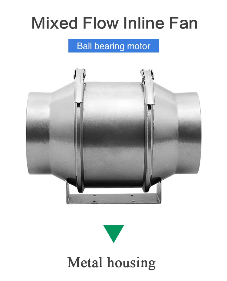 6 дюймов металлический смешанный поток встроенный воздуховод вентилятор труба вытяжной вентилятор Потолочный вентиляционный вентилятор турбо вентилятор экстрактор вентилятор 220 В 150 мм
