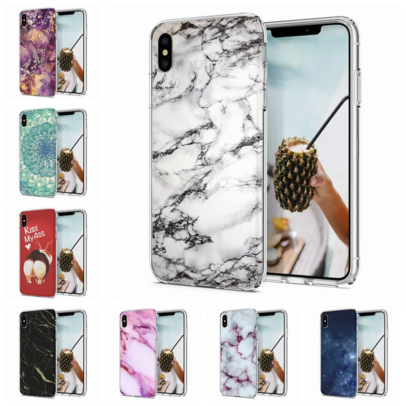 Soft Phone Case For iPhone X XS XR Covers TPU Colorful Marble Mandala Pig Pattern Fundas iPhone6 7 8 Max M064 |