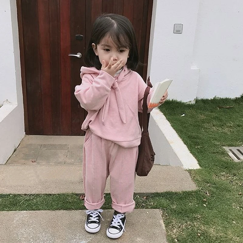 

Baby Girls Clothing Sets Autumn Infant Tracksuit Outfits 2Pcs Solid Color Hoodies Tops+Pants Set Toddler Children Clothes Suit