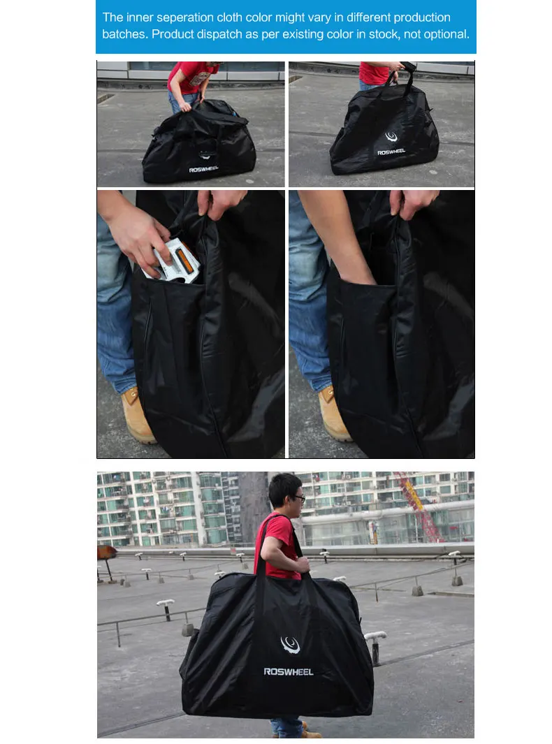 Best ROSWHEEL 18274 Bicycle Storage Bag for 26 Inch MTB Mountain Bike Carrying Outdoor Luggage Casing Handlebar Carrier Mount 3